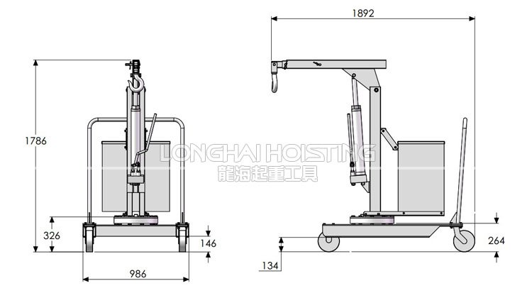 手動(dòng)旋轉(zhuǎn)液壓小吊車尺寸