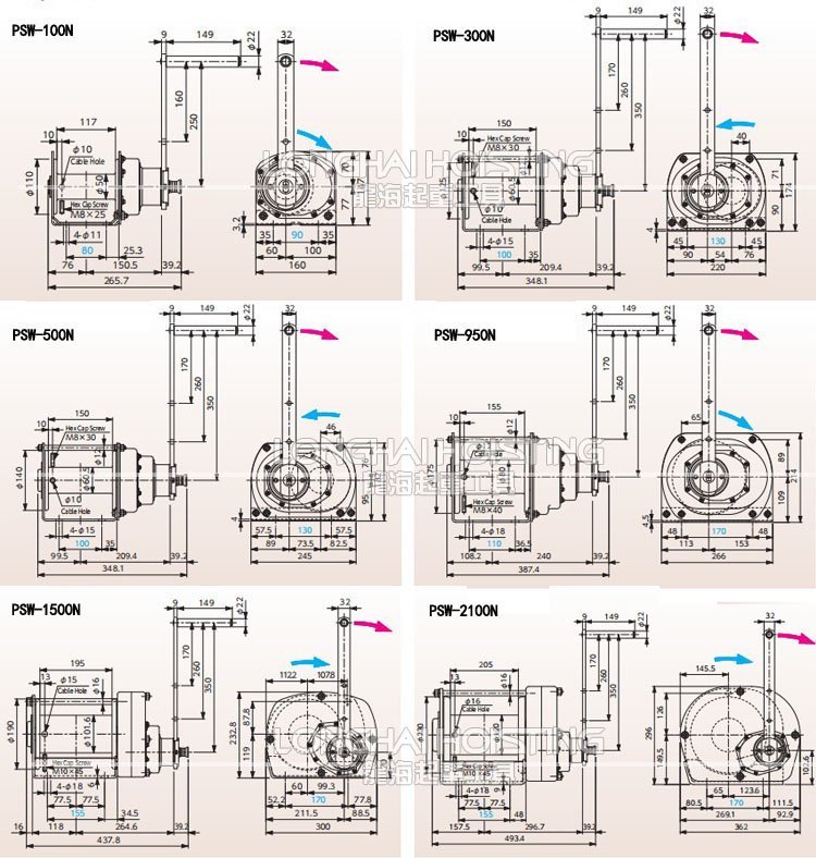 日本FUJI PSW手動(dòng)絞盤(pán)尺寸圖